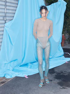 显瘦 袜外穿薄款 597c原创网袜连裤 袜女手绘蕾丝图腾镂空丝袜打底裤