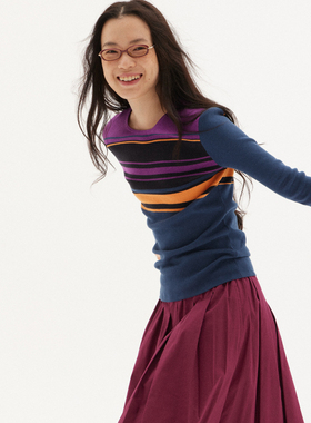 597c原创中性风毛衣女款早秋修身显瘦圆领长袖毛线衫打底叠穿内搭