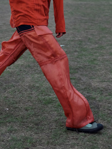 原创设计597c拼接宽松长裤