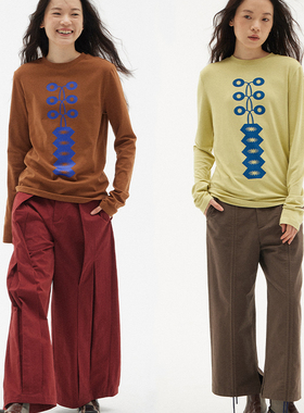 597c原创印花长袖t恤女棉质2025新款薄打底衫防晒衫宽松百搭中性