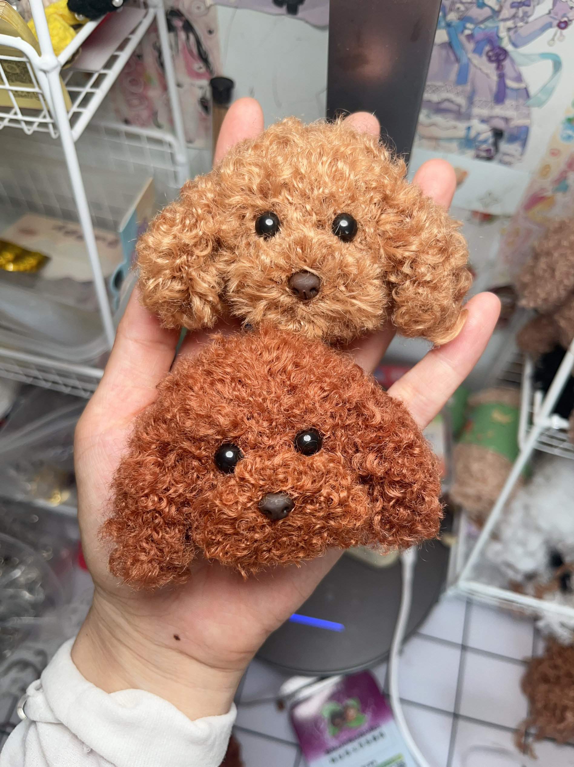 萌钩编织成品泰迪狗头钥匙扣毛绒小挂件小狗包包饰品闺蜜男女礼物