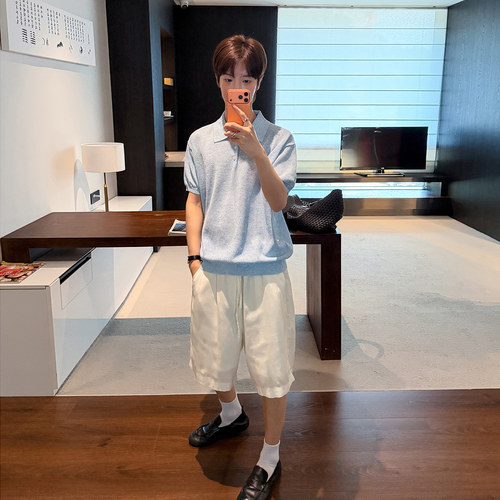 韩系针织短袖polo衫T恤