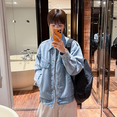 假两件拼接工装牛仔外套