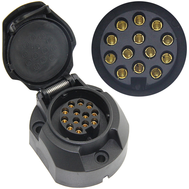 拖车插头插座欧式13芯欧规13针尾灯电源信号连接线束Trailer Plug