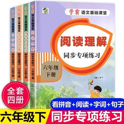 全套4本 六年级下册看拼音写词语生字注音字词句子训练阅读理解每日一练人教部编版小学语文6年级下课堂同步专项强化练习册2023版