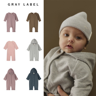 长裤 新生婴儿宝宝男女小童长袖 侧开连体衣 Label25秋冬款 荷兰Gray