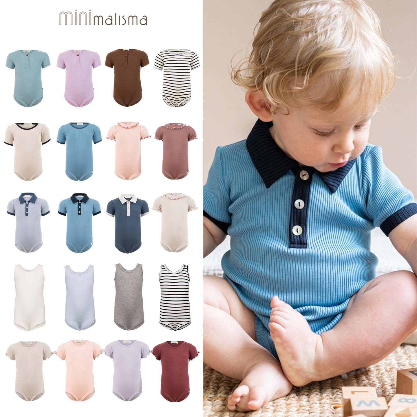 Minimalisma26春夏新款婴儿男女小童宝宝纯色条纹背心短袖包屁衣
