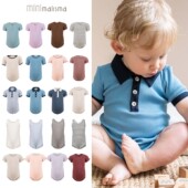 Minimalisma26春夏新款 包屁衣 婴儿男女小童宝宝纯色条纹背心短袖