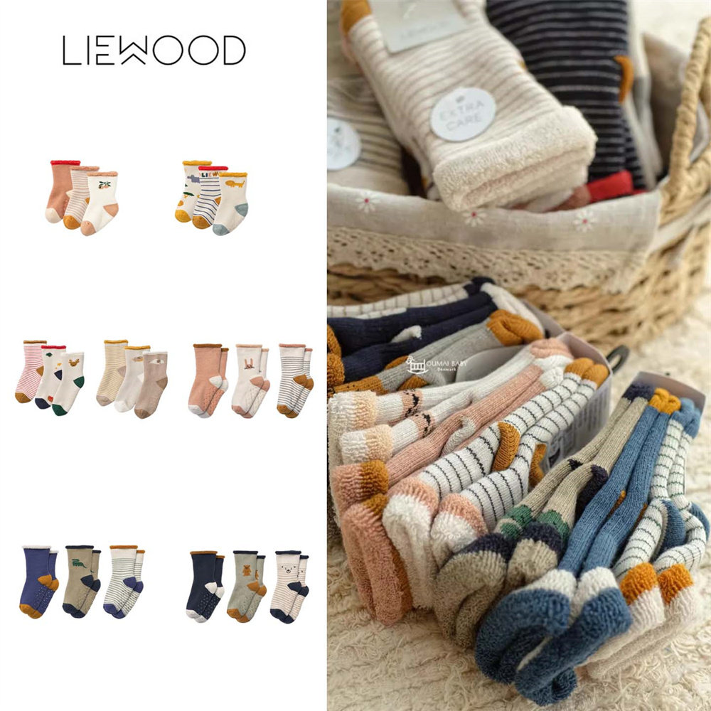 Liewood25秋冬款婴儿宝宝男女小童印花卡通毛圈防滑加厚地板袜7