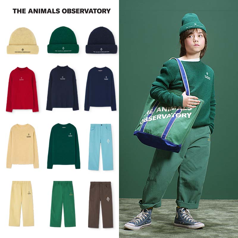 The Animals Observatory24秋冬男女儿童宝宝针织毛衣长裤帽子5Z