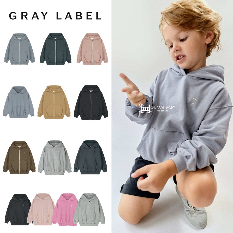荷兰Gray Label26秋冬新款宝宝男女小童纯色连帽百搭卫衣外套开衫