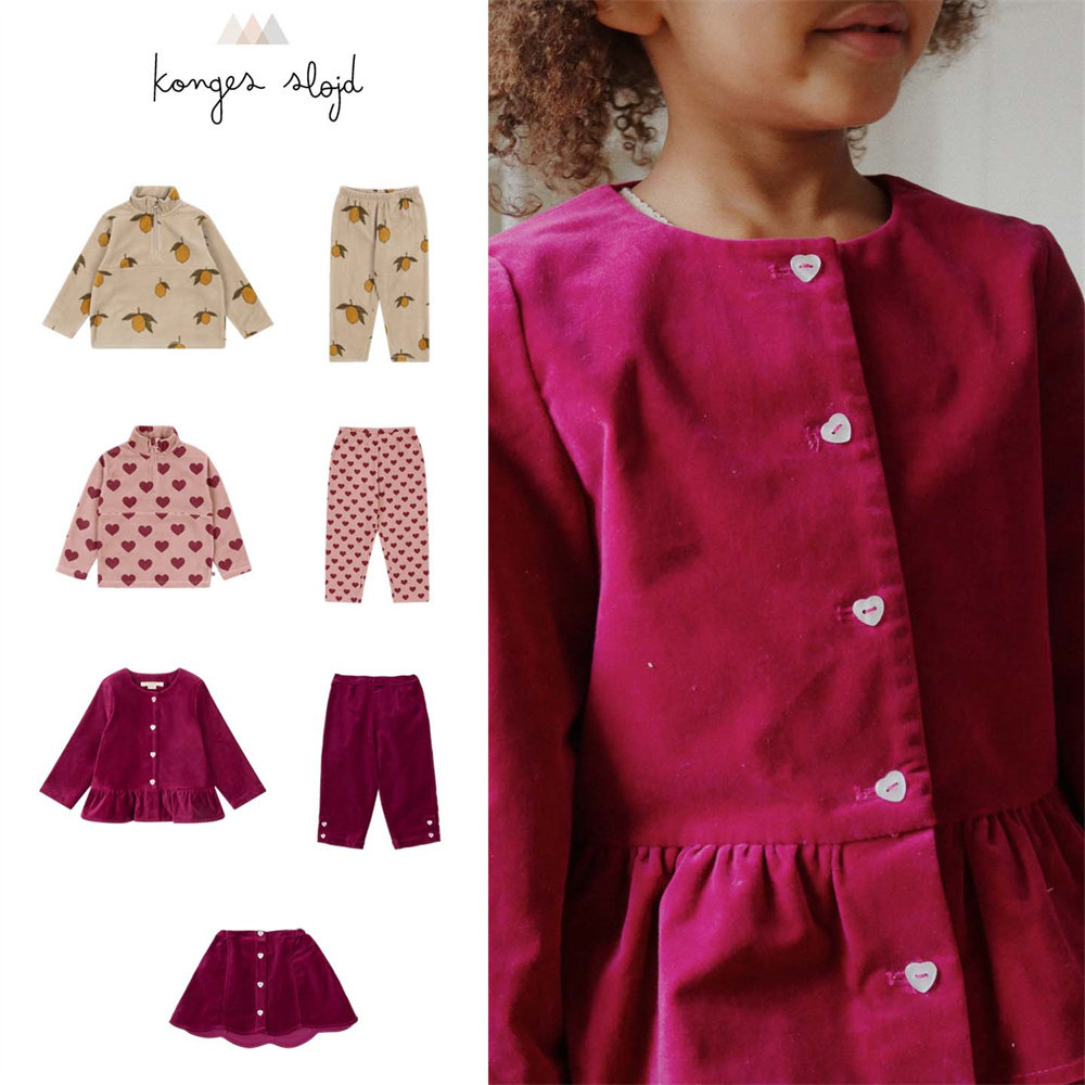 儿童长袖丝绒外套长裤半裙