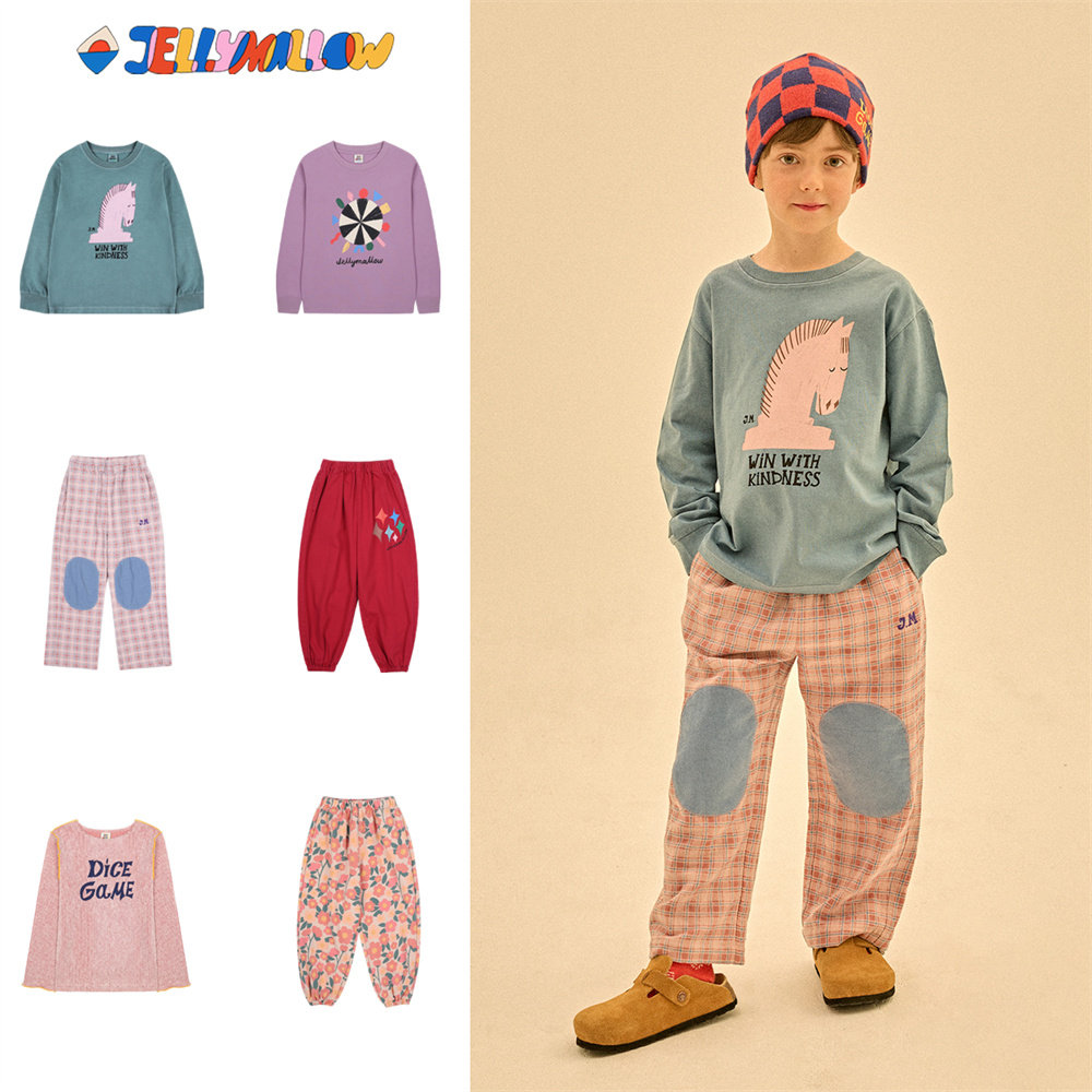 Jellymallow25秋冬新款男女中小童卡通长袖T恤上衣休闲长裤子卫裤