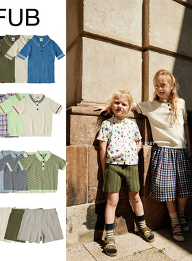 FUB24春夏款婴儿宝宝男女小童纯棉针织短袖T恤POLO衫上衣短裤子4Z