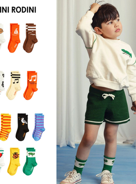 mini rodini25春夏新款宝宝男女小童字母百搭袜子小腿袜棉袜子6