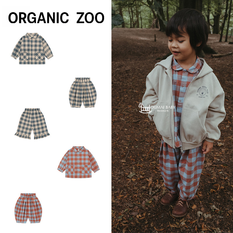 Organic Zoo26秋冬儿童复古格纹翻领长袖衬衫 宽松休闲萝卜裤