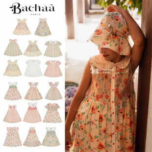 Bachaa26春夏新款宝宝女孩中小童甜美法式打揽短袖碎花连衣裙子