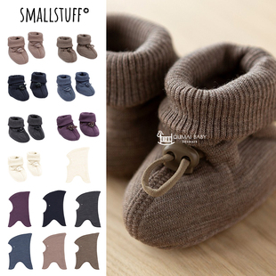 Smallstuff秋冬新款新生婴儿宝宝男女小童羊毛保暖脚套鞋袜套帽子