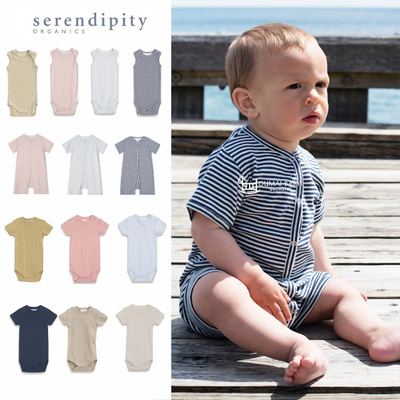 serendipity26春夏新款婴儿宝宝男女小童棉短袖无袖包屁衣连体衣