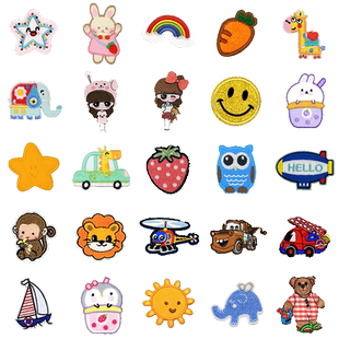 儿童卡通布贴可爱羽绒服补丁贴自粘时尚刺绣贴花衣服裤子破洞贴布