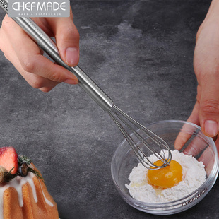 chefmade304不锈钢小号打蛋器手动搅拌棒家用烘焙工具搅拌器加粗