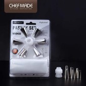 学厨 不锈钢无缝焊接裱花嘴套装 曲奇奶油蛋糕挤花袋烘焙工具6件套