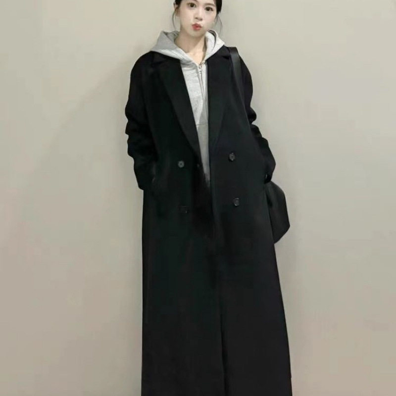 黑色呢子大衣女高个子长款宽松显瘦2025秋冬新款韩版过膝毛呢外套,女装/女士精品,大码呢大衣,淘宝优惠券,粉丝福利购,淘宝优惠卷