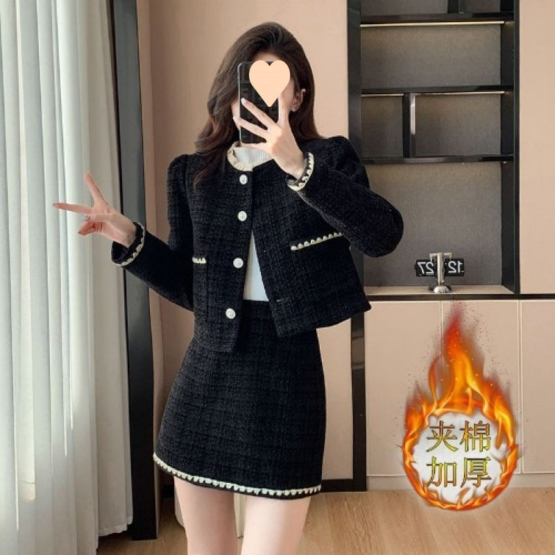 复古小香风外套短裙2024秋冬季新款赫本风夹棉加厚炸街爆款套装女,女装/女士精品,时尚套装,淘宝优惠券,粉丝福利购,淘宝优惠卷