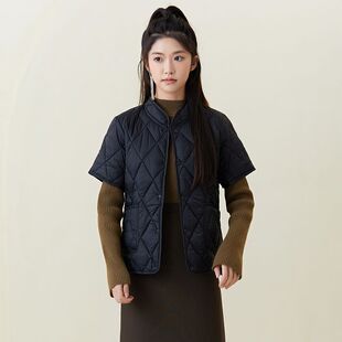 整张棉大码300斤棉衣女轻薄小棉袄秋冬叠穿保暖短袖棉马甲外套ins