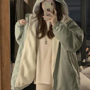 胖MM外套 原宿宽松INS超火上衣加厚棉衣棉袄女 加绒防水棉服