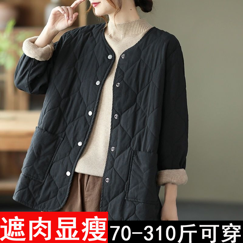 整张棉大码300斤棉服女中老年妈妈装棉衣外套宽松休闲轻薄小棉袄