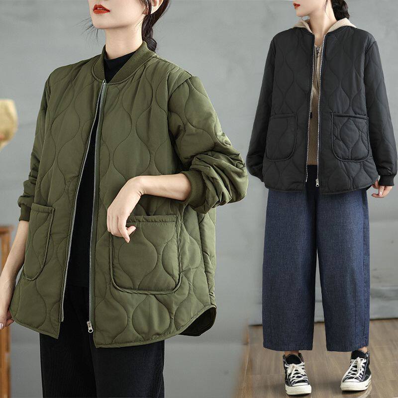 胖mm300斤妈妈羽绒棉棉服棉衣百搭夹棉保暖冬天外套女轻薄小棉袄