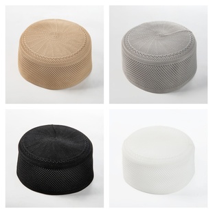 礼拜帽男回族帽子男夏季薄款网眼回民新款透气网孔平顶防晒帽礼帽