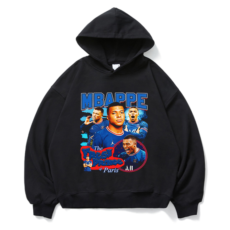 Kylian Mbappe姆巴佩卫衣重磅复古宽松上衣套头街头宽松纯棉衣潮
