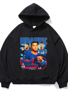 Kylian Mbappe姆巴佩卫衣重磅复古宽松上衣套头街头宽松纯棉衣潮