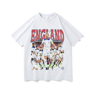 英格兰足球国家队T恤澳大利亚国家队短袖宽松日常休闲上衣纯棉