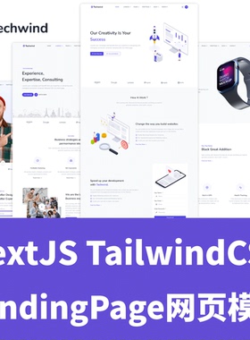 NextJS Tailwind CSS多用登陆页Landing Page模板Techwind React