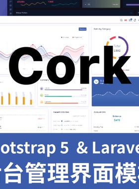 Bootstrap5+Laravel9后台管理界面页面HTML模板前端源代码Cork
