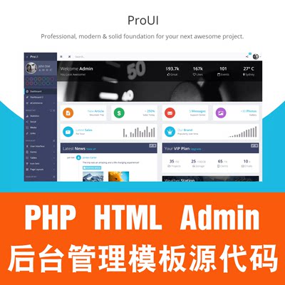 PHP后台管理系统模板框架HTML源代码Bootstrap PSD Email ProUI