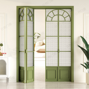 百格门窗法式 复古对开门折叠玻璃门极窄门室内阳台厨房隔断小户型