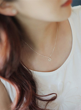 韩国六芒星项链s925女镂空星星