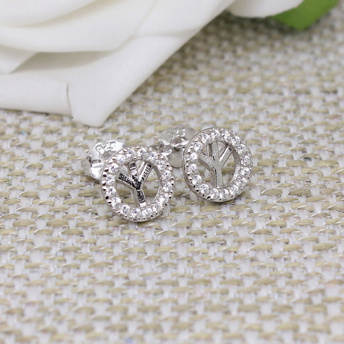 反战标志微镶钻纯银新年礼物耳环