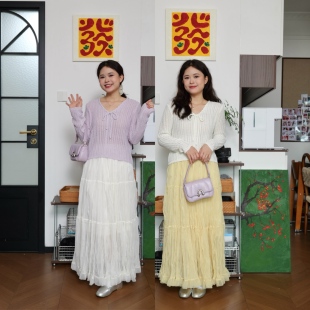 飘逸感气质简约松紧腰褶皱半身裙女纱裙2026春夏新款显瘦温柔长裙