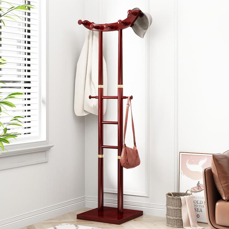 新中式实木简约创意挂衣架置物架