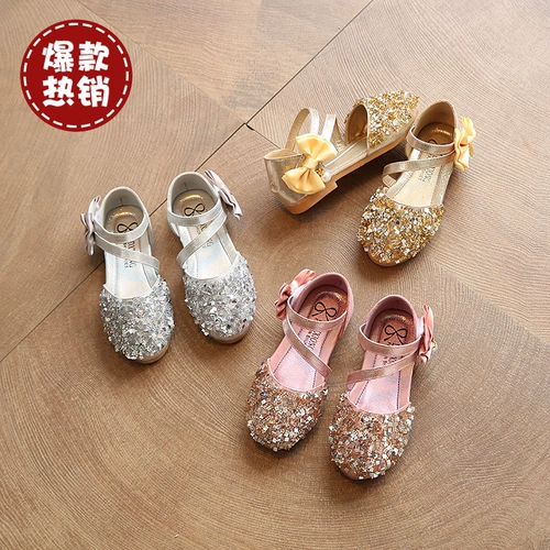 Кожаная обувь для девочек, обувь принцессы, детская обувь, весна-лето 2020, новая корейская обувь с блестками для девочек, детская обувь, туфли в горошек