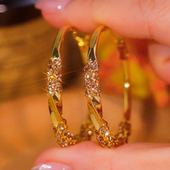 高级感耳圈香槟色锆石大圈圈耳环2023年新款 轻奢气质圆圈耳饰 爆款