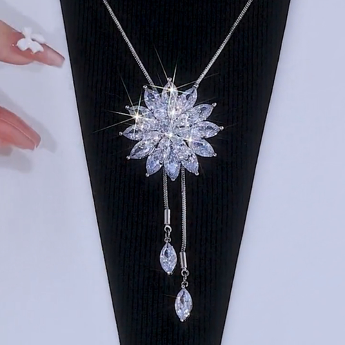 铜合金锆石冰花毛衣链女可调节