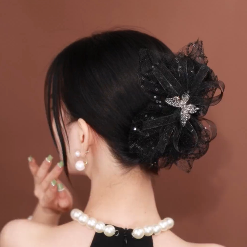 甜美网纱双面蝴蝶抓夹气质发饰