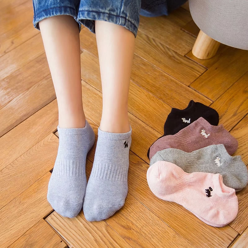 袜子女纯棉小白鞋低帮防臭吸汗