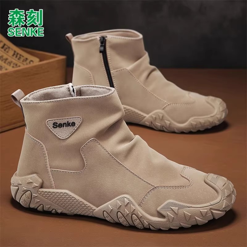 男士高帮厚底短靴保暖棉鞋